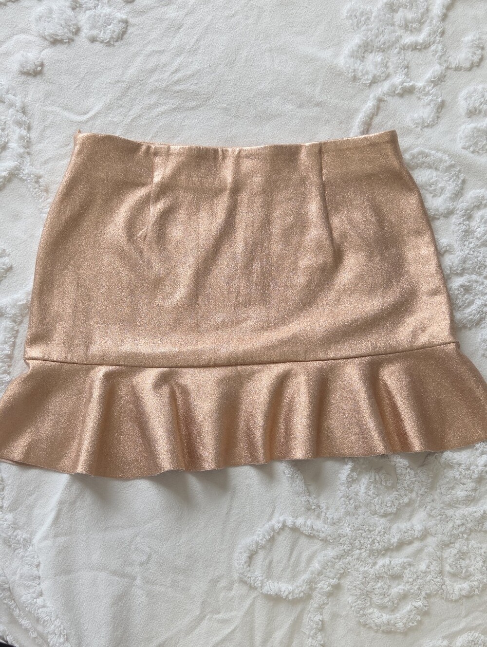 Zara Trafaluc Metallic Rose Gold Peplum Mini Skirt XS NWOT - Picture 8 of 16